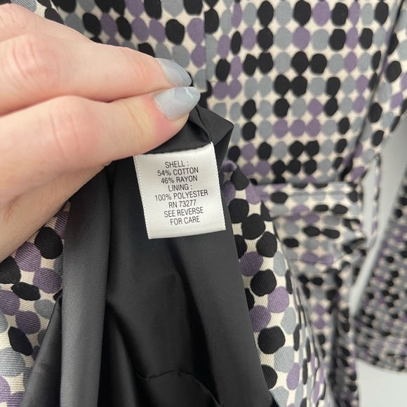 Apt. 9 Purple, Black and White Polka Dot Trench Coat - Picture 5 of 6